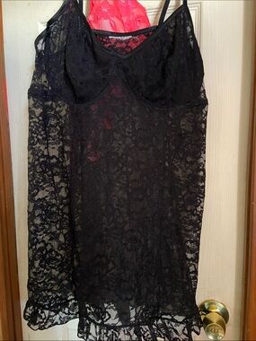 Black Lace Slip Nightdress